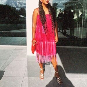 Anthropologie Let Me Be Tiered Fringe Midi Dress NWT SzM